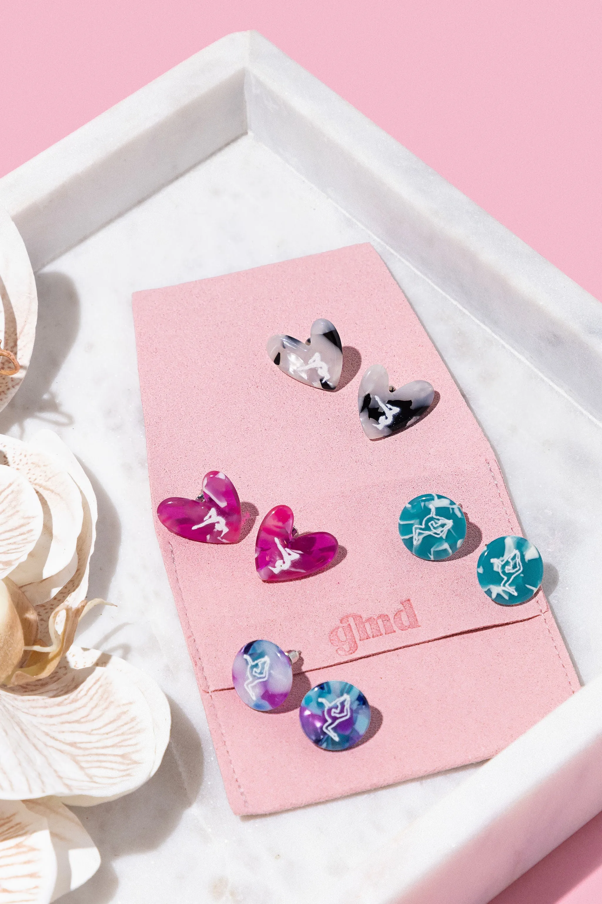 Black & White Heart Gymnast Earrings