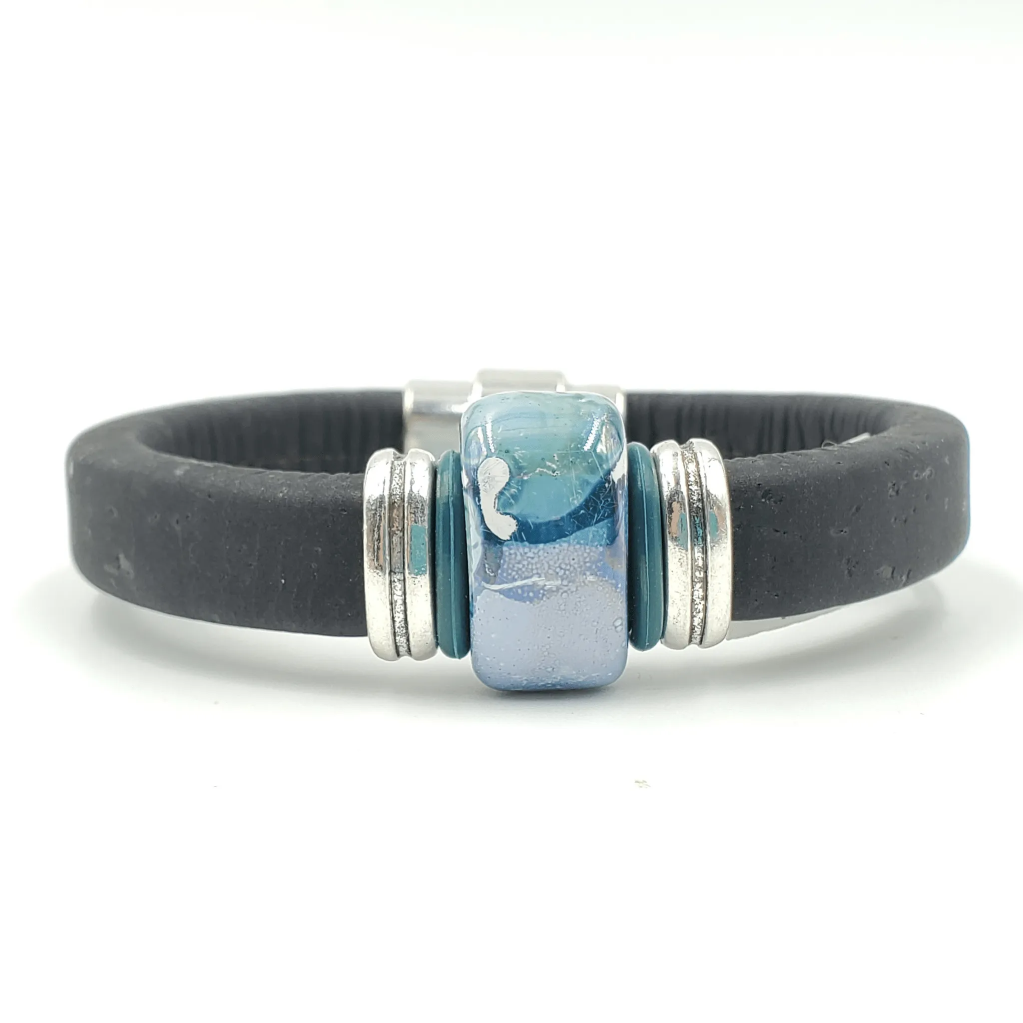 Black Cork Porcelain Bead Bracelet