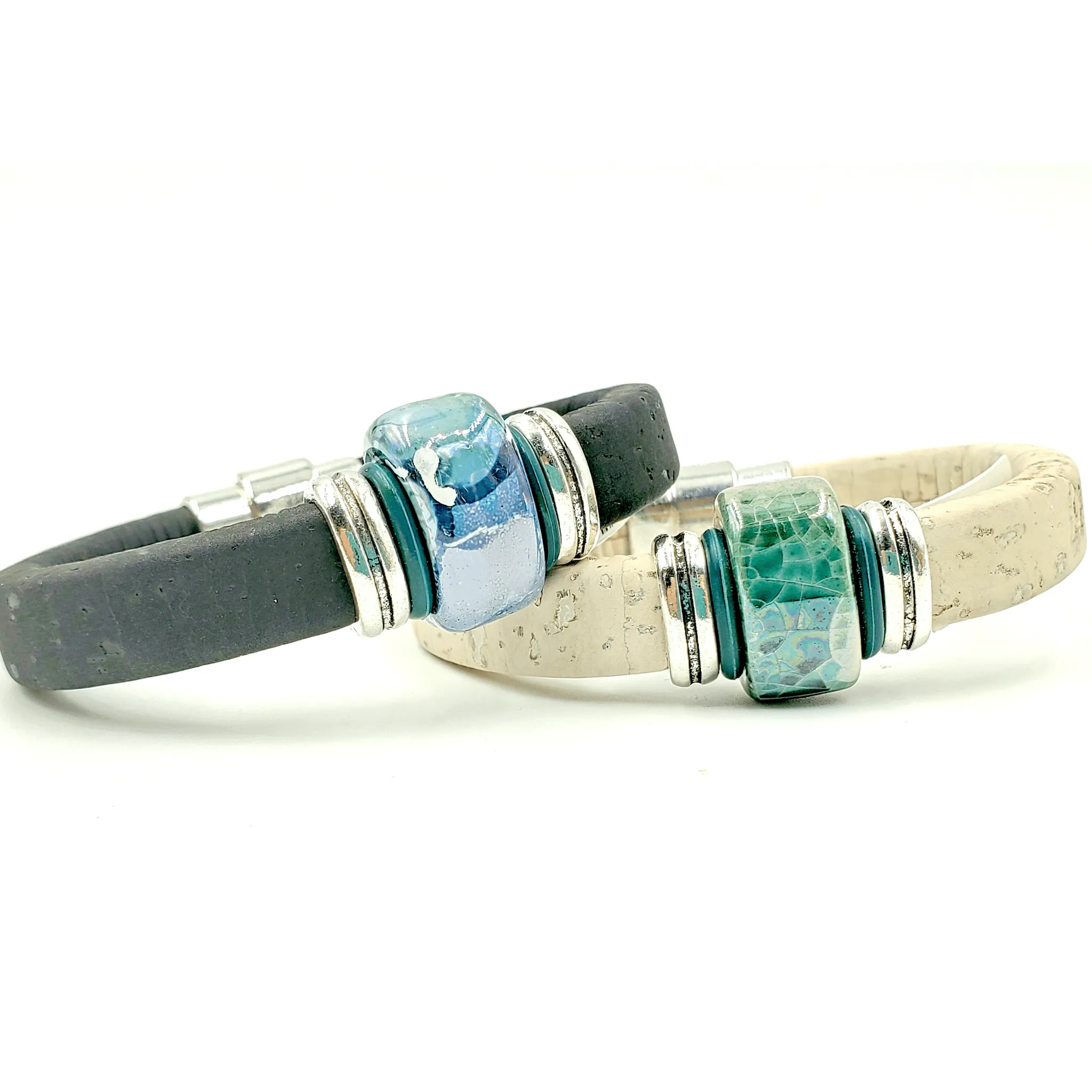 Black Cork Porcelain Bead Bracelet