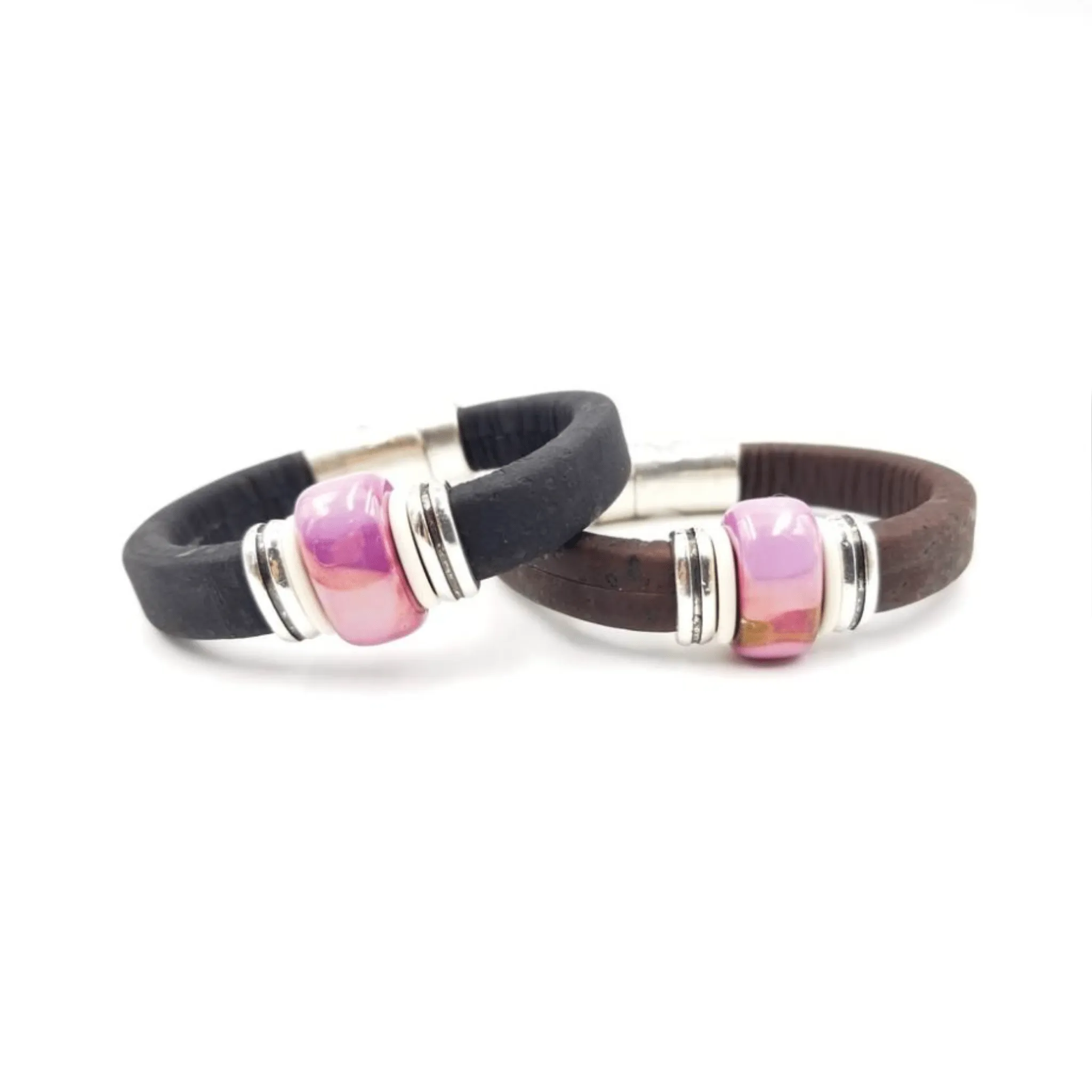 Black Cork Purple Porcelain Bracelet
