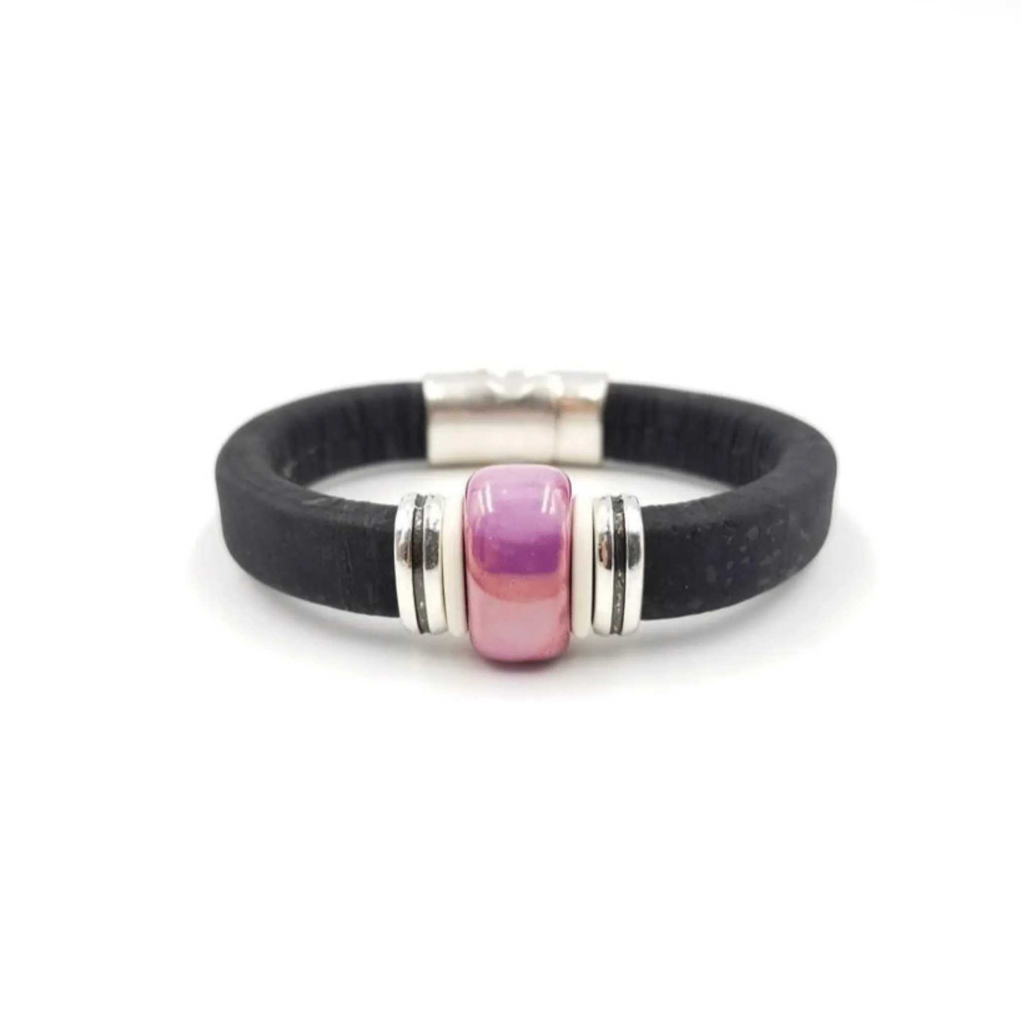 Black Cork Purple Porcelain Bracelet