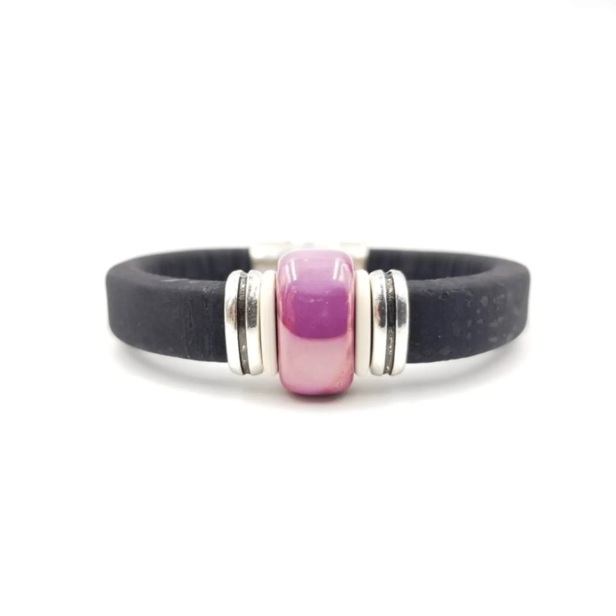 Black Cork Purple Porcelain Bracelet