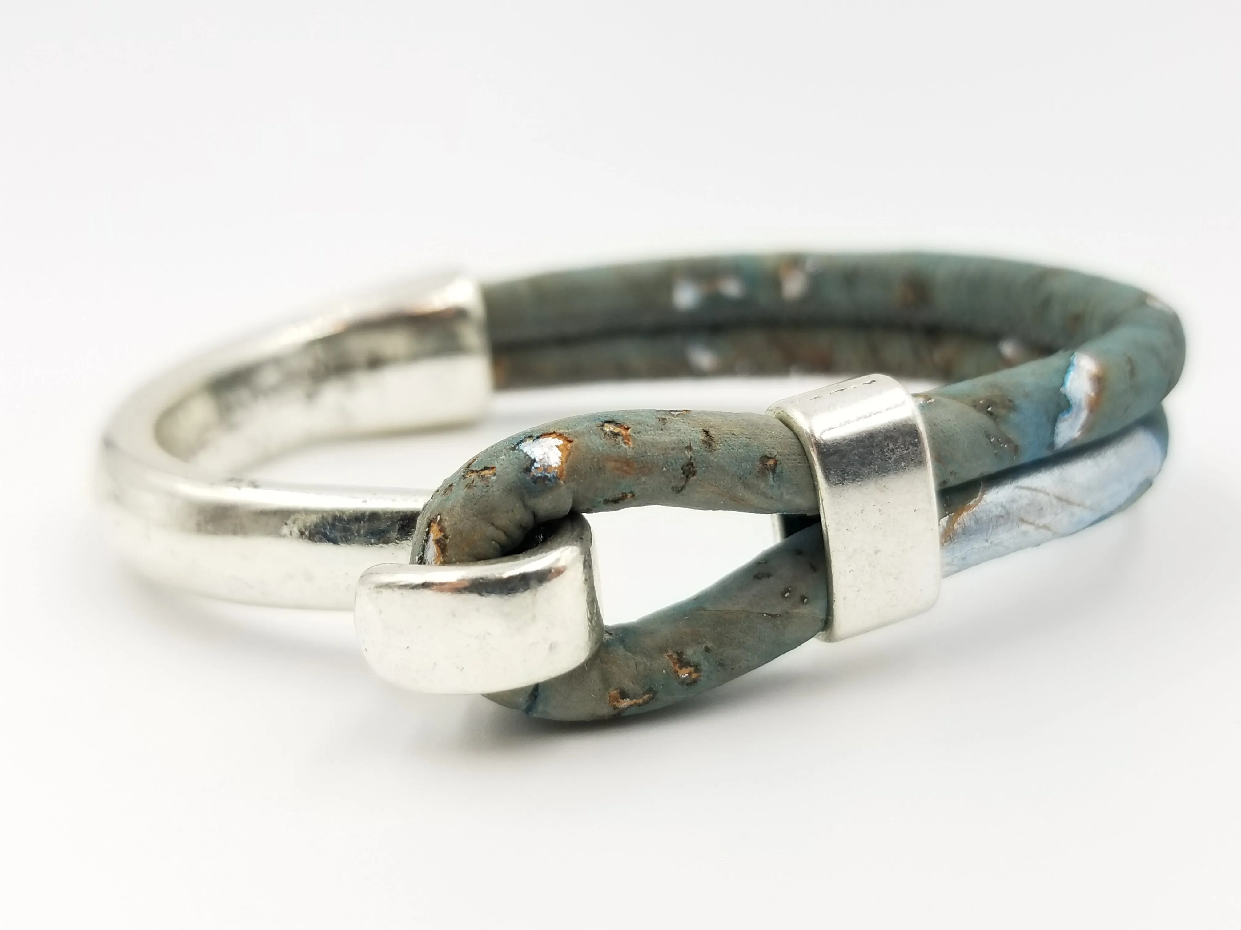 Blue Cork with Silver Speckle Bracelet