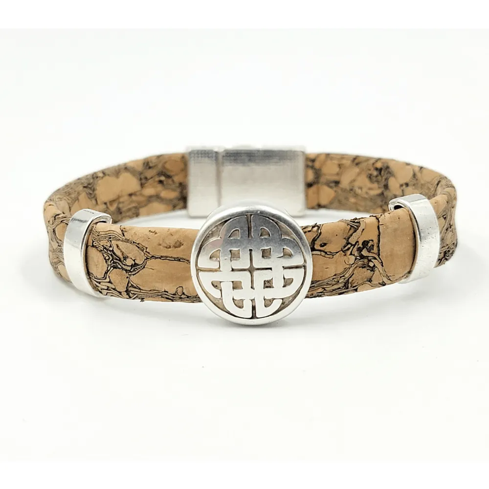 Circle Celtic Knot Cork Charm Magnetic Bracelet