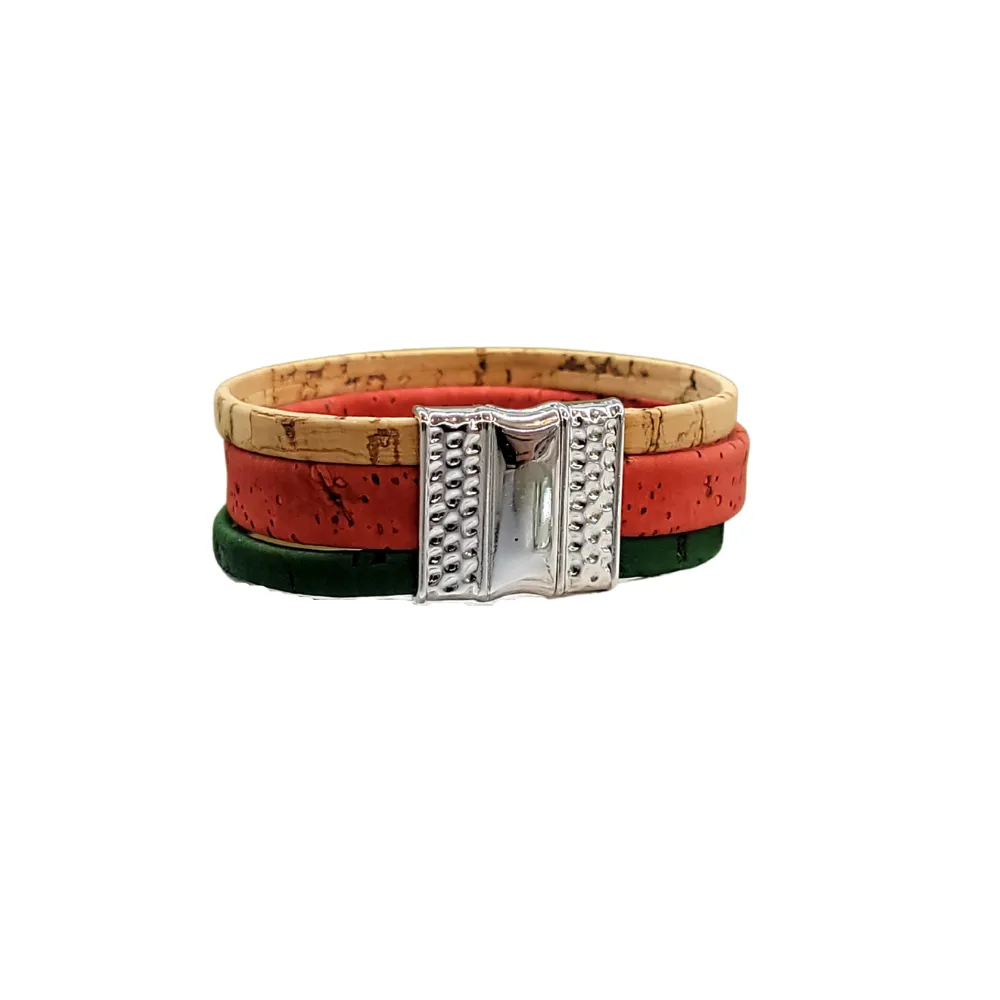 Grapefruit 3 Strand Cork Bracelet