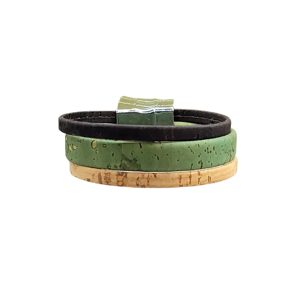 Green 3 Strand Cork Bracelet
