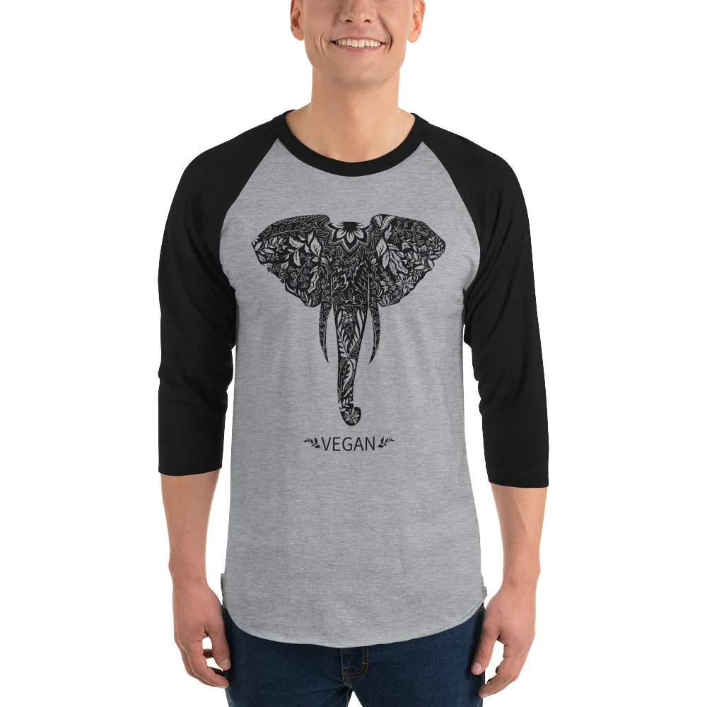 Loud Vegan Elephant 3/4 Sleeve Shirt (unisex)