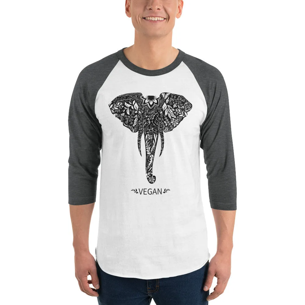 Loud Vegan Elephant 3/4 Sleeve Shirt (unisex)