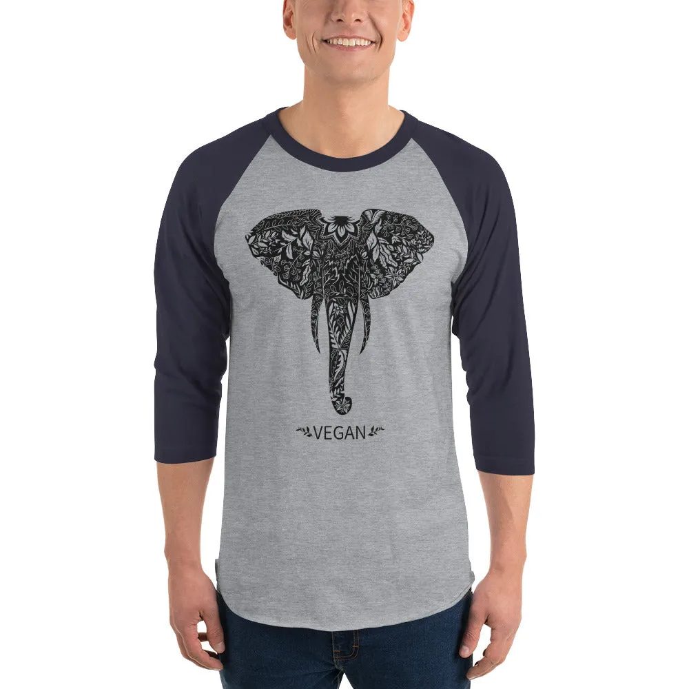 Loud Vegan Elephant 3/4 Sleeve Shirt (unisex)