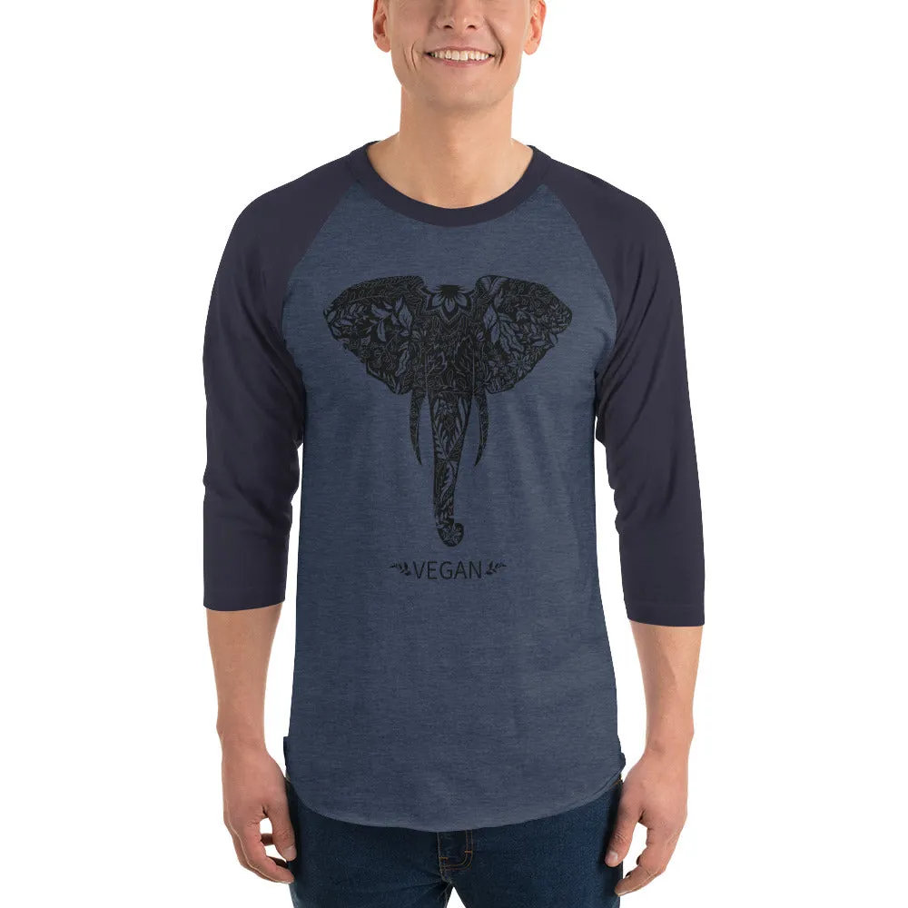Loud Vegan Elephant 3/4 Sleeve Shirt (unisex)