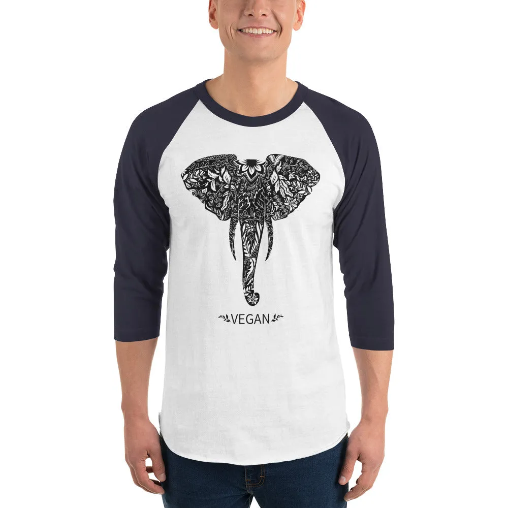 Loud Vegan Elephant 3/4 Sleeve Shirt (unisex)