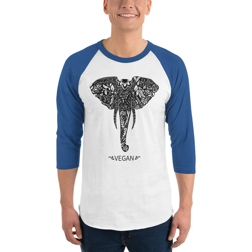 Loud Vegan Elephant 3/4 Sleeve Shirt (unisex)