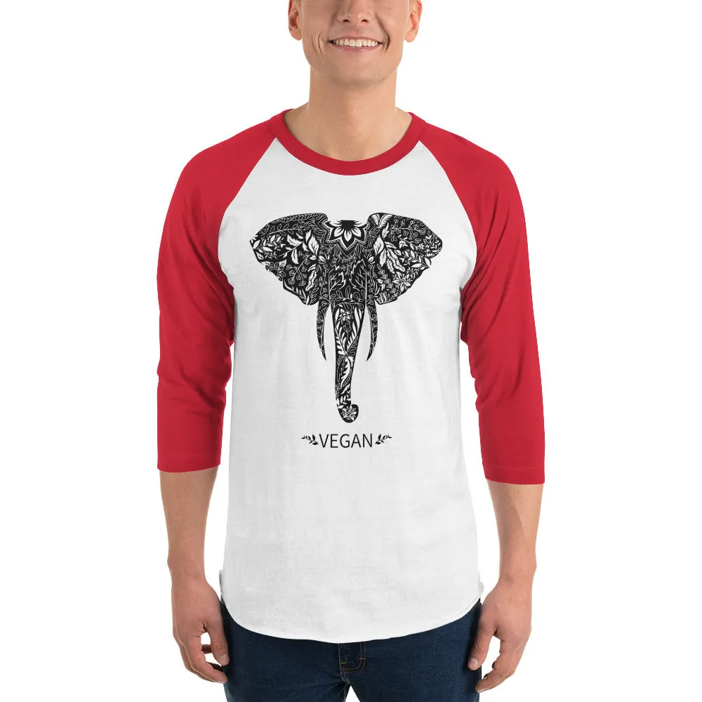 Loud Vegan Elephant 3/4 Sleeve Shirt (unisex)