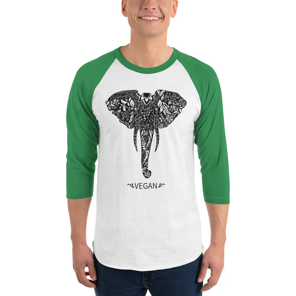 Loud Vegan Elephant 3/4 Sleeve Shirt (unisex)