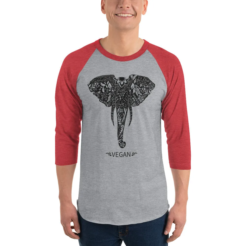 Loud Vegan Elephant 3/4 Sleeve Shirt (unisex)