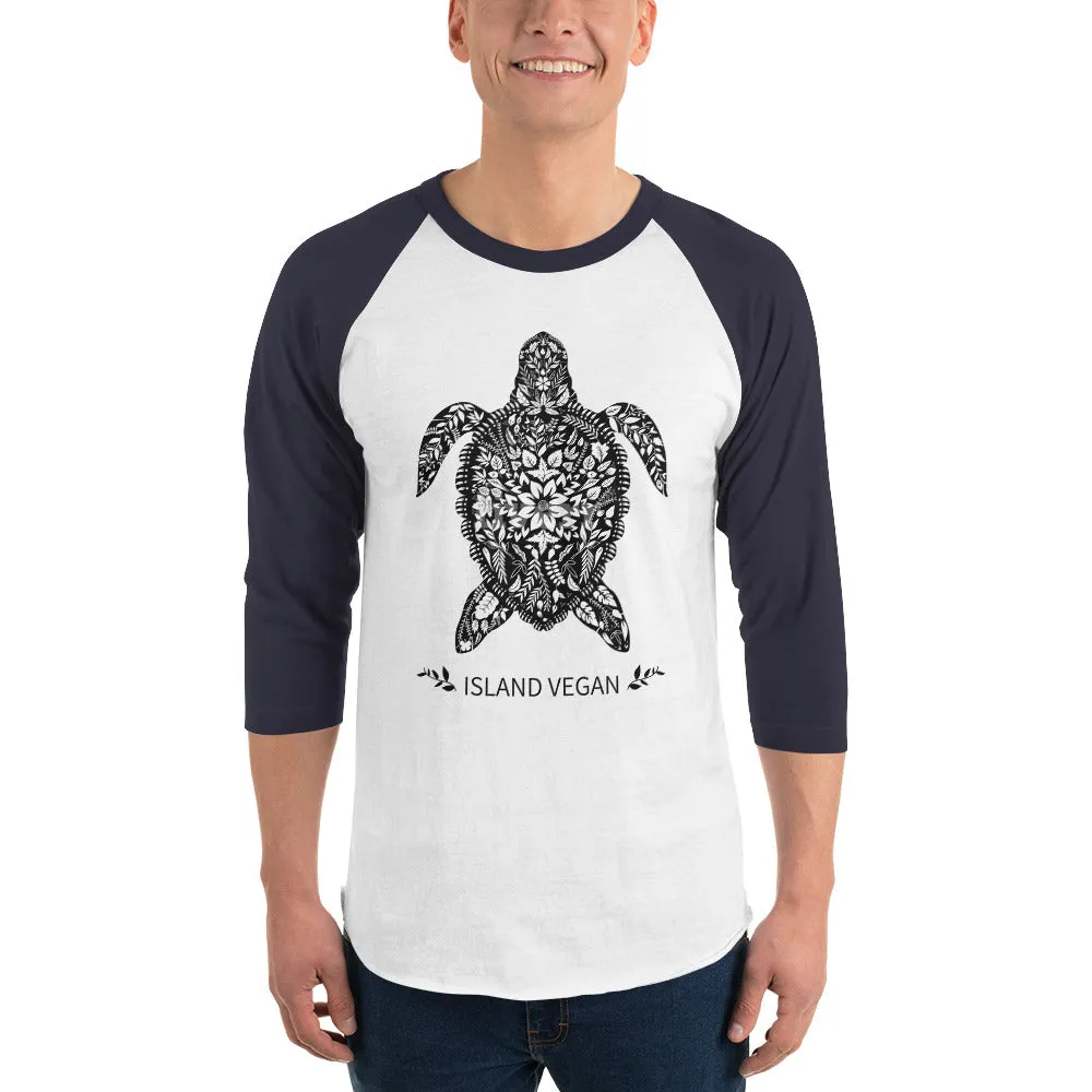 Loud Vegan Island Turtle 3/4 Sleeve Shirt (unisex)