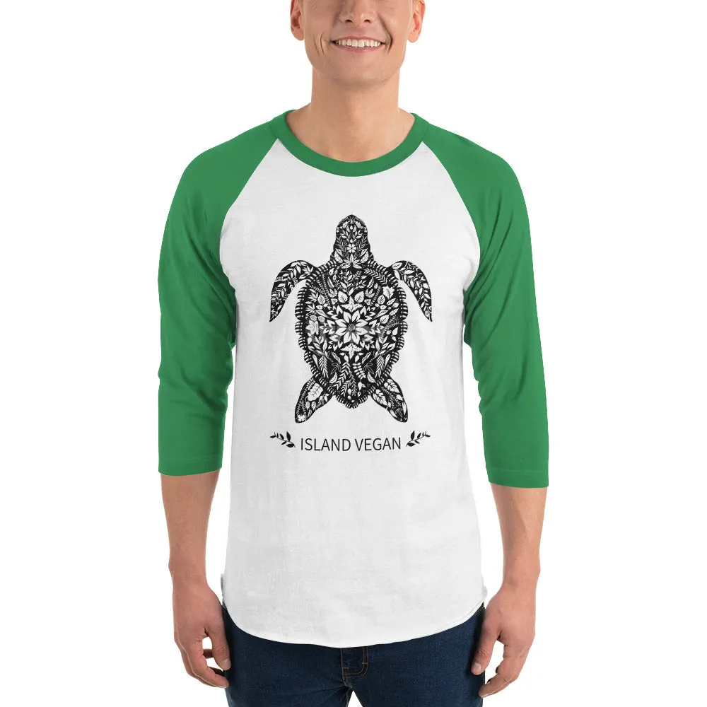 Loud Vegan Island Turtle 3/4 Sleeve Shirt (unisex)