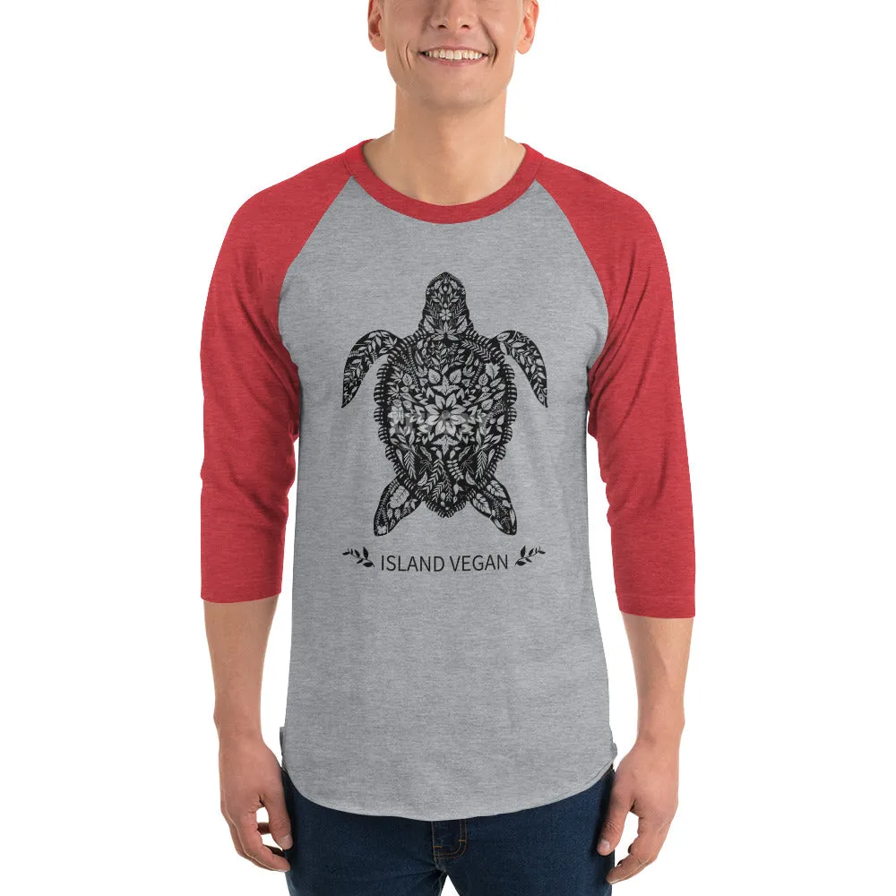 Loud Vegan Island Turtle 3/4 Sleeve Shirt (unisex)