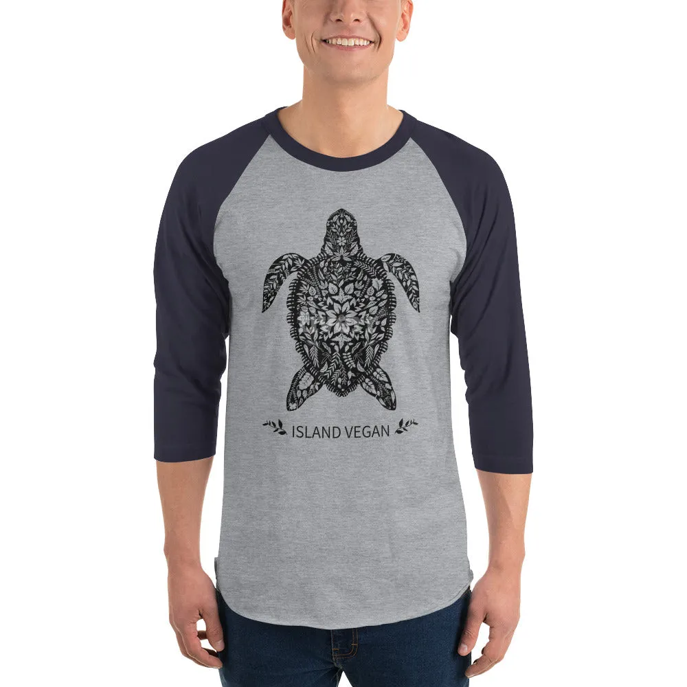 Loud Vegan Island Turtle 3/4 Sleeve Shirt (unisex)