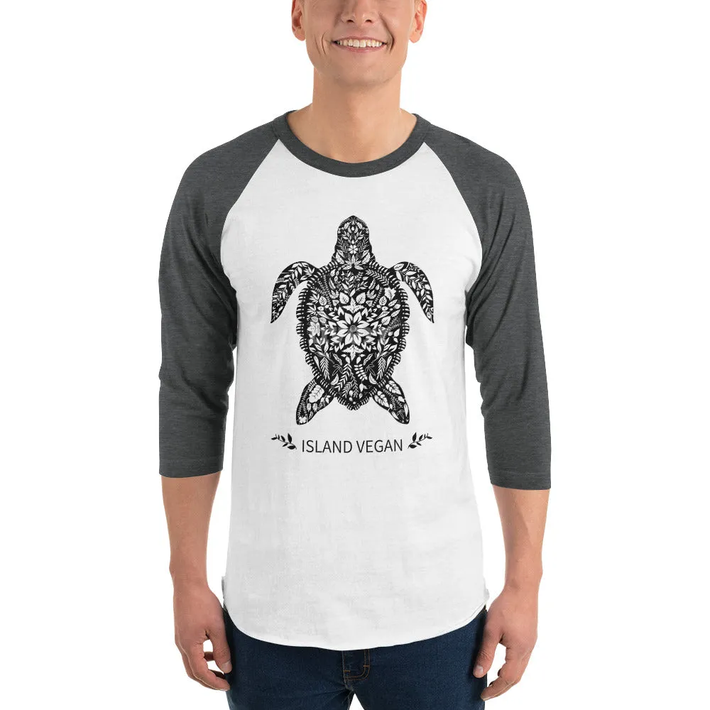 Loud Vegan Island Turtle 3/4 Sleeve Shirt (unisex)