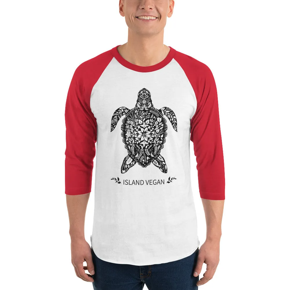 Loud Vegan Island Turtle 3/4 Sleeve Shirt (unisex)