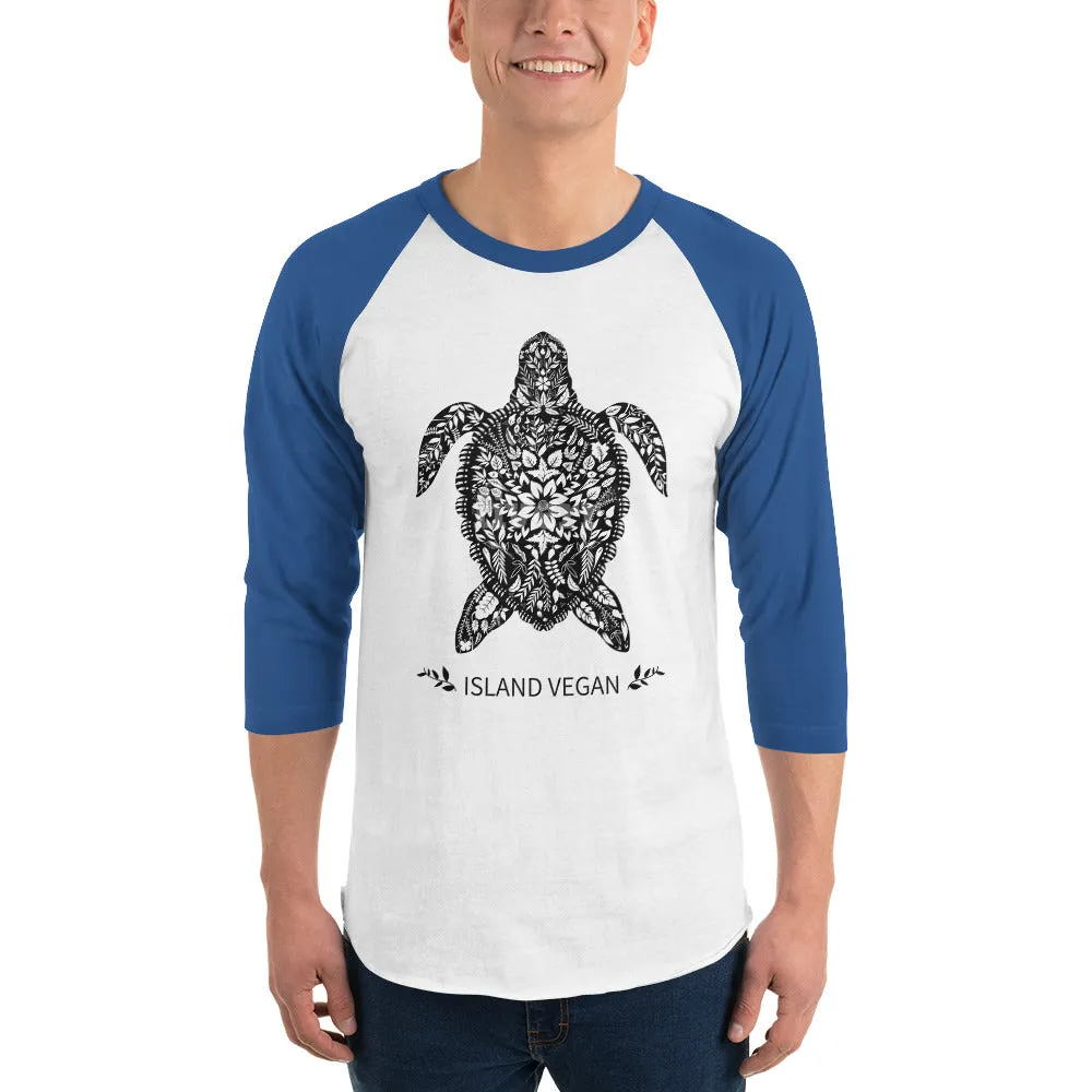 Loud Vegan Island Turtle 3/4 Sleeve Shirt (unisex)