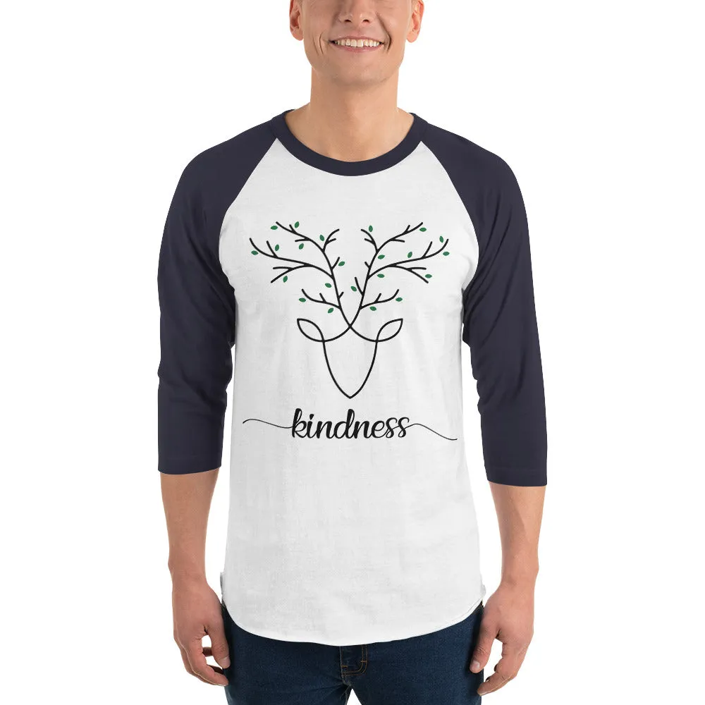 Loud Vegan Kindness Deer 3/4 Sleeve Raglan Shirt
