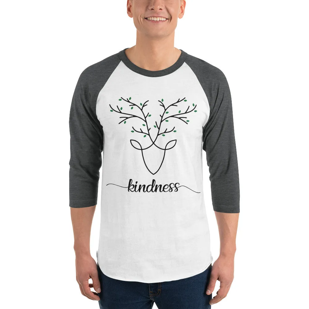Loud Vegan Kindness Deer 3/4 Sleeve Raglan Shirt