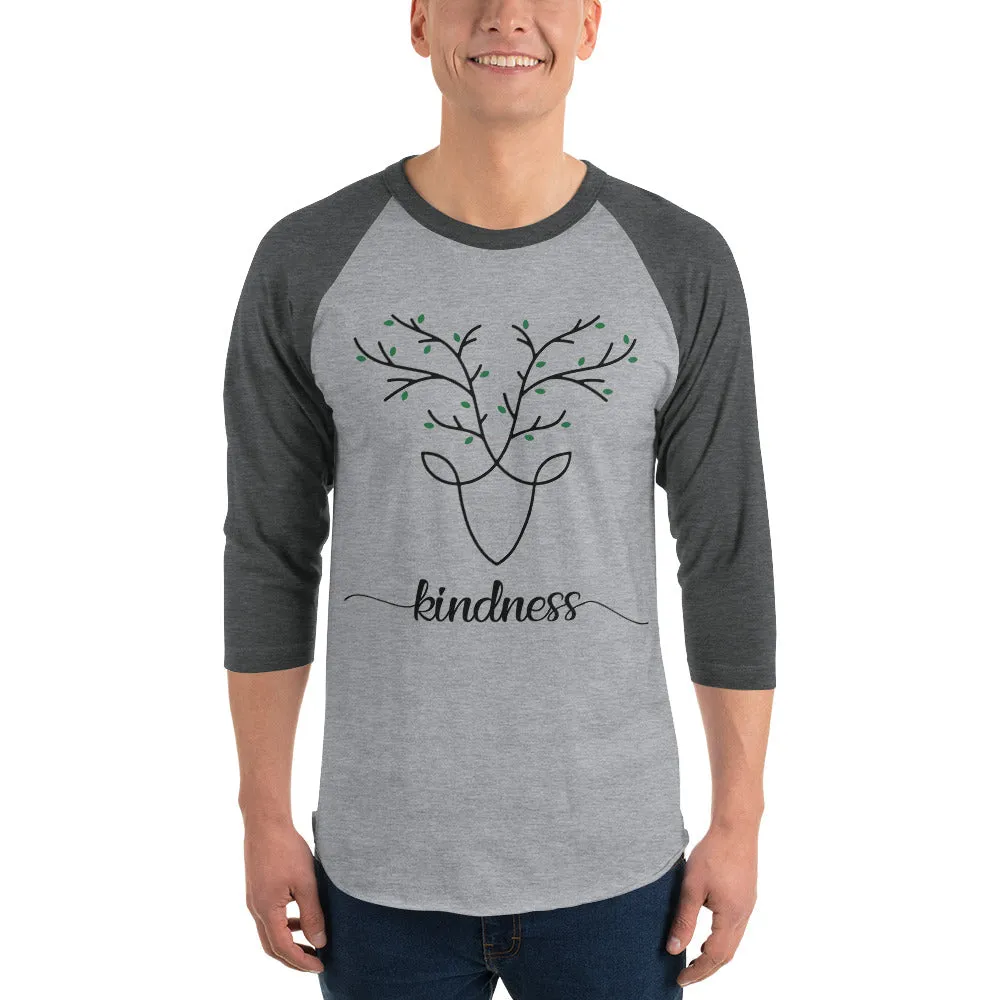 Loud Vegan Kindness Deer 3/4 Sleeve Raglan Shirt
