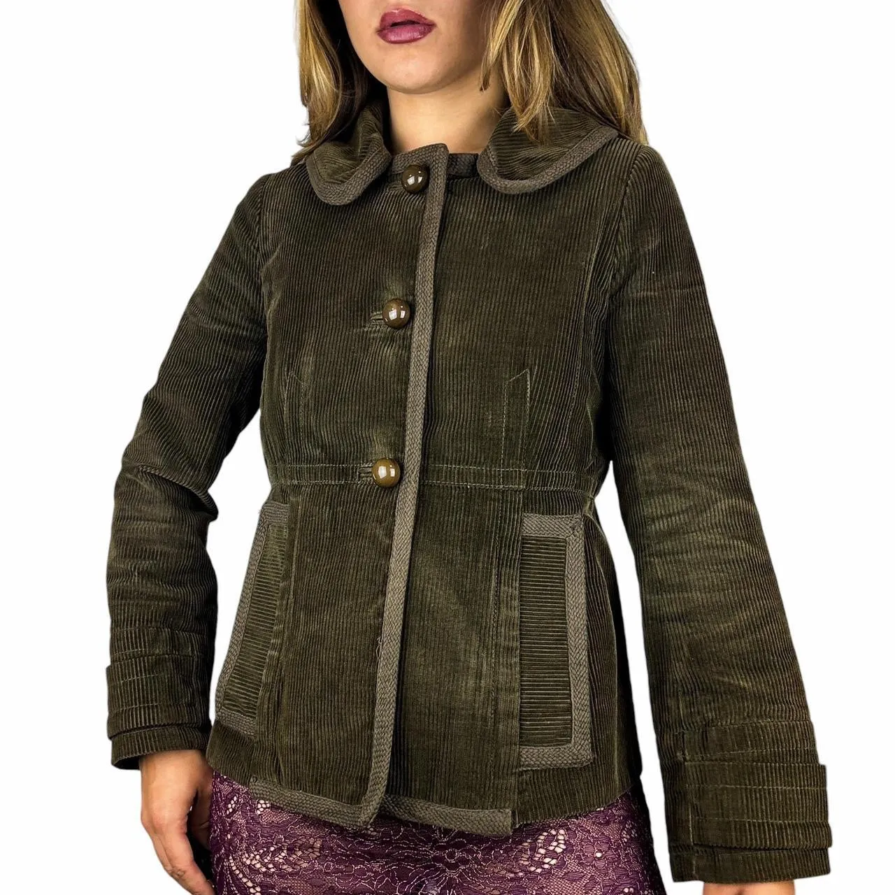 Marc Jacobs Olive Corduroy Peacoat (S)