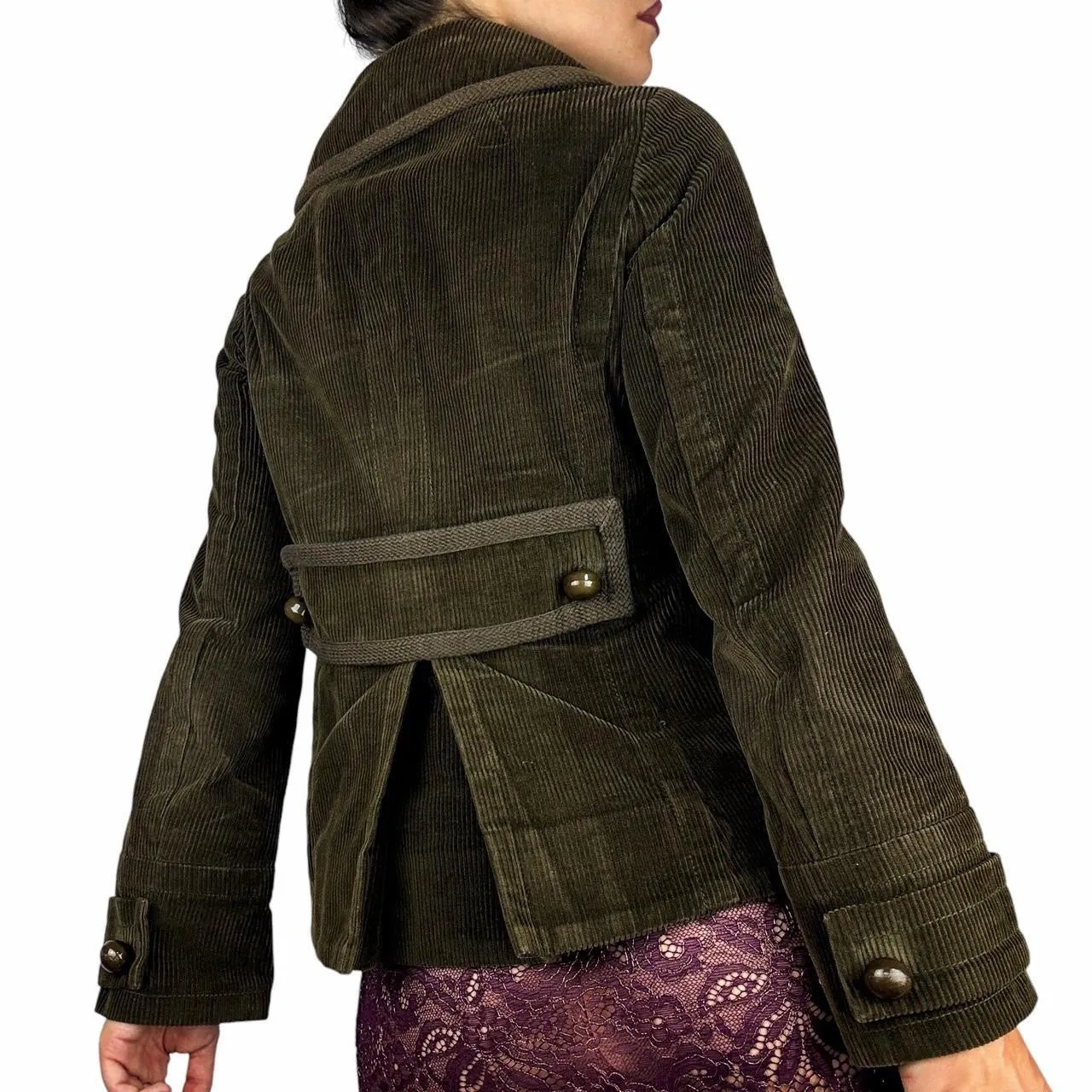Marc Jacobs Olive Corduroy Peacoat (S)