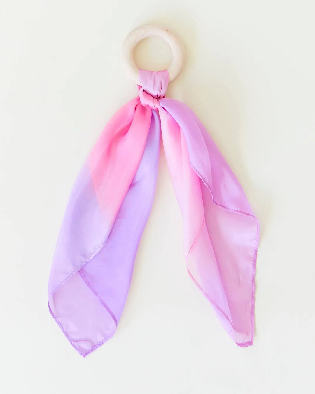 Natural Baby Teether - 100% Mulberry Silk and Maple Ring
