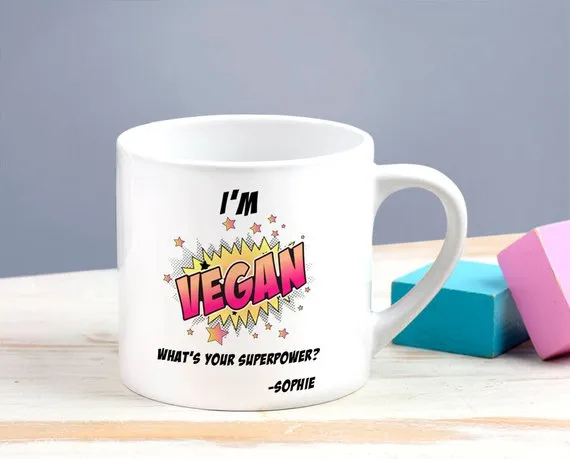 Personalised 'I'm Vegan What's Your Superpower?' Children's Mug