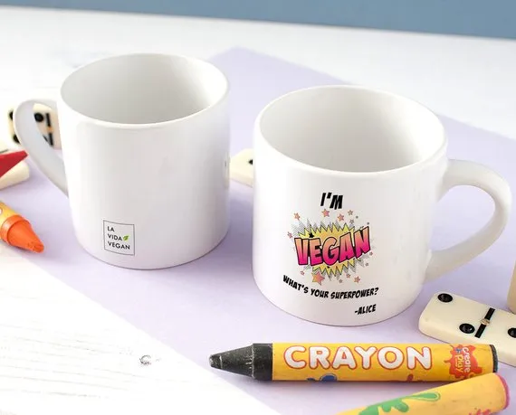 Personalised 'I'm Vegan What's Your Superpower?' Children's Mug