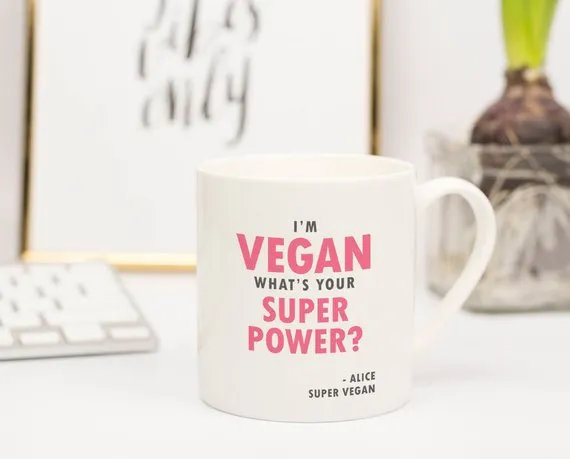 Personalised 'I'm Vegan What's Your Superpower?' Mug