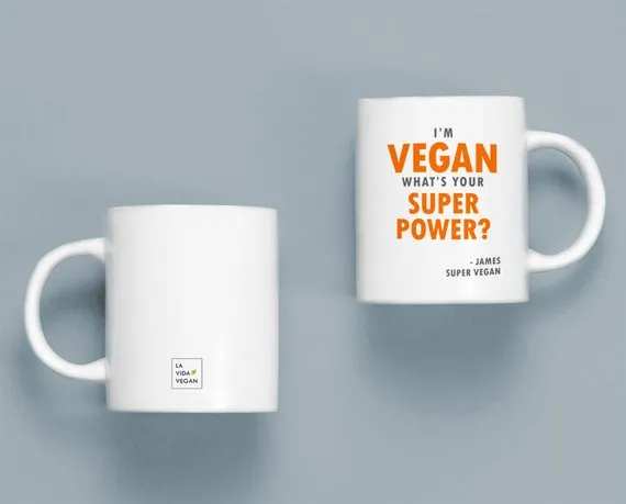 Personalised 'I'm Vegan What's Your Superpower?' Mug