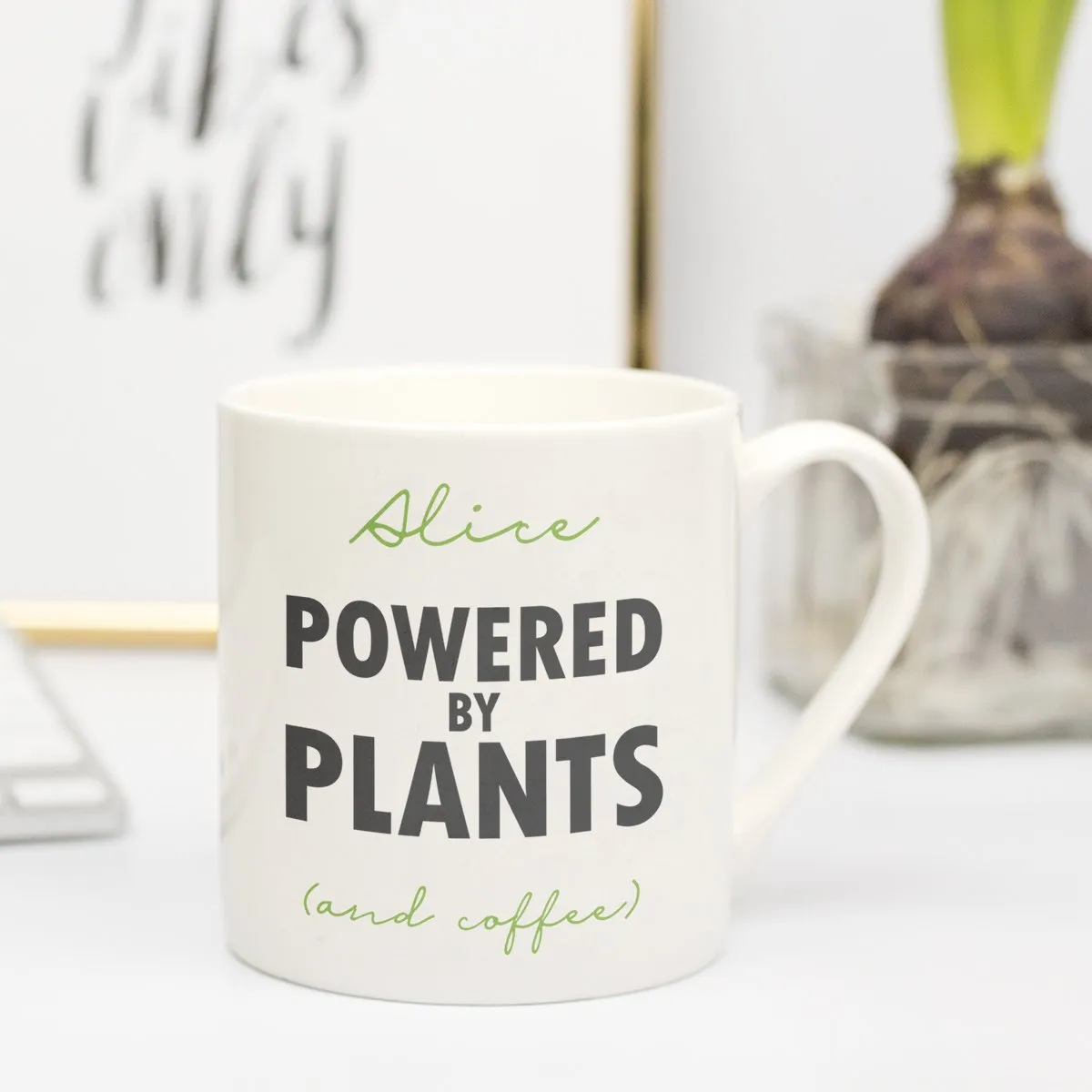 Personalised 'Powered By Plants" Vegan Coaster