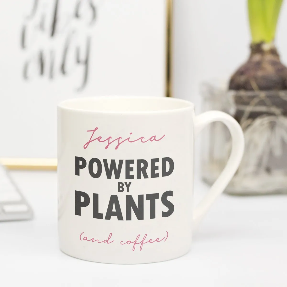 Personalised 'Powered By Plants" Vegan Coaster