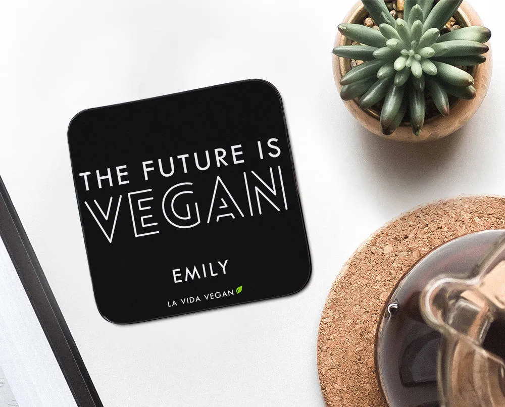 Personalised 'The Future Is Vegan' Coaster