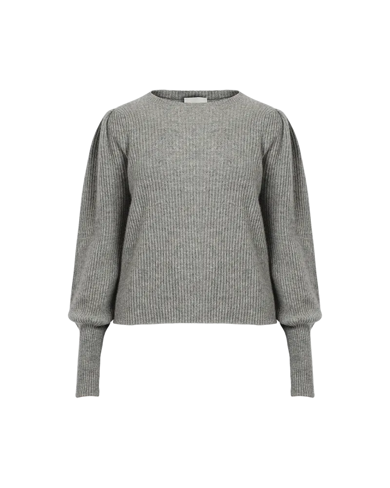 Ribbed Round Neck Fitted Cuff Jumper