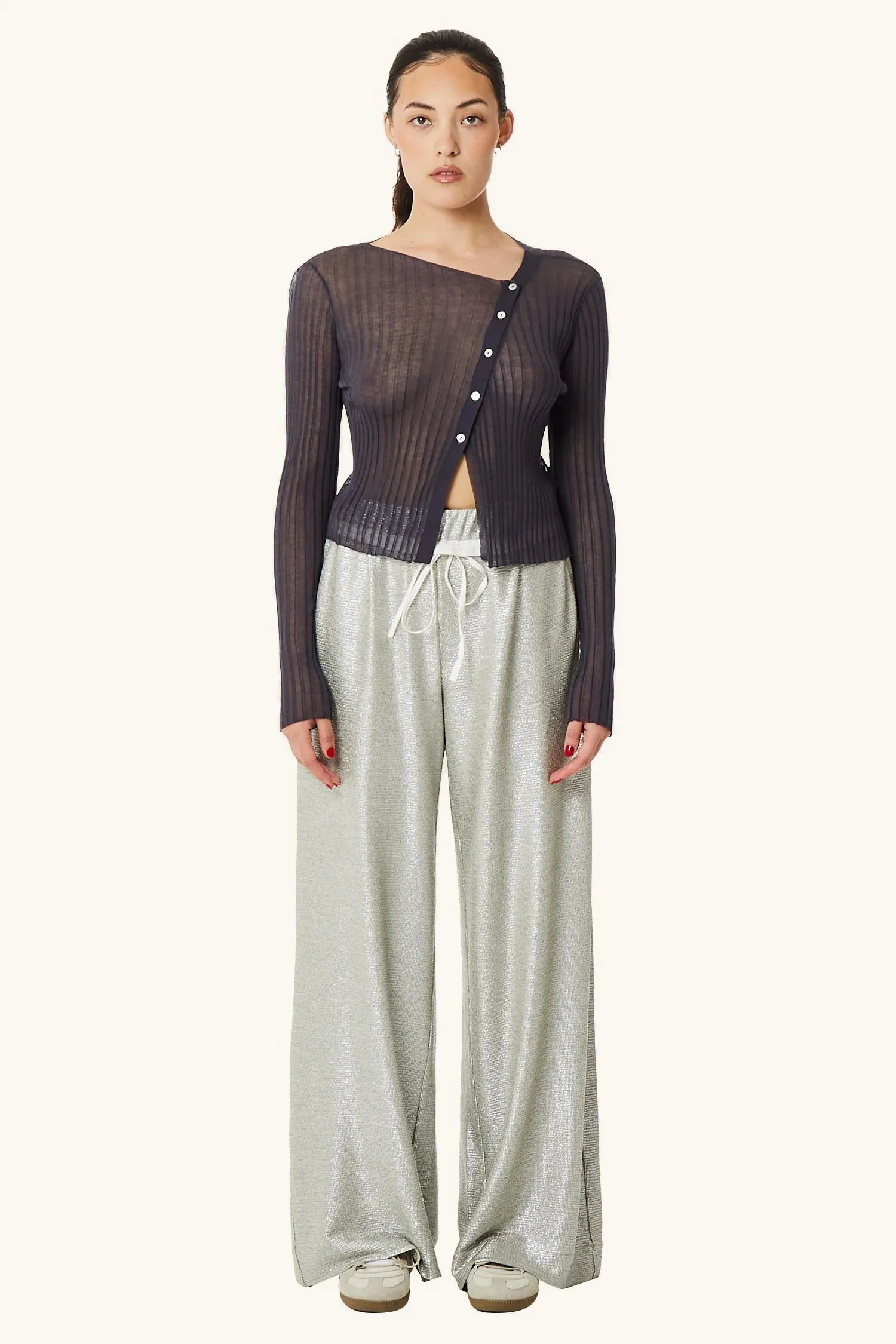Sheer Shadow Asym Sweater