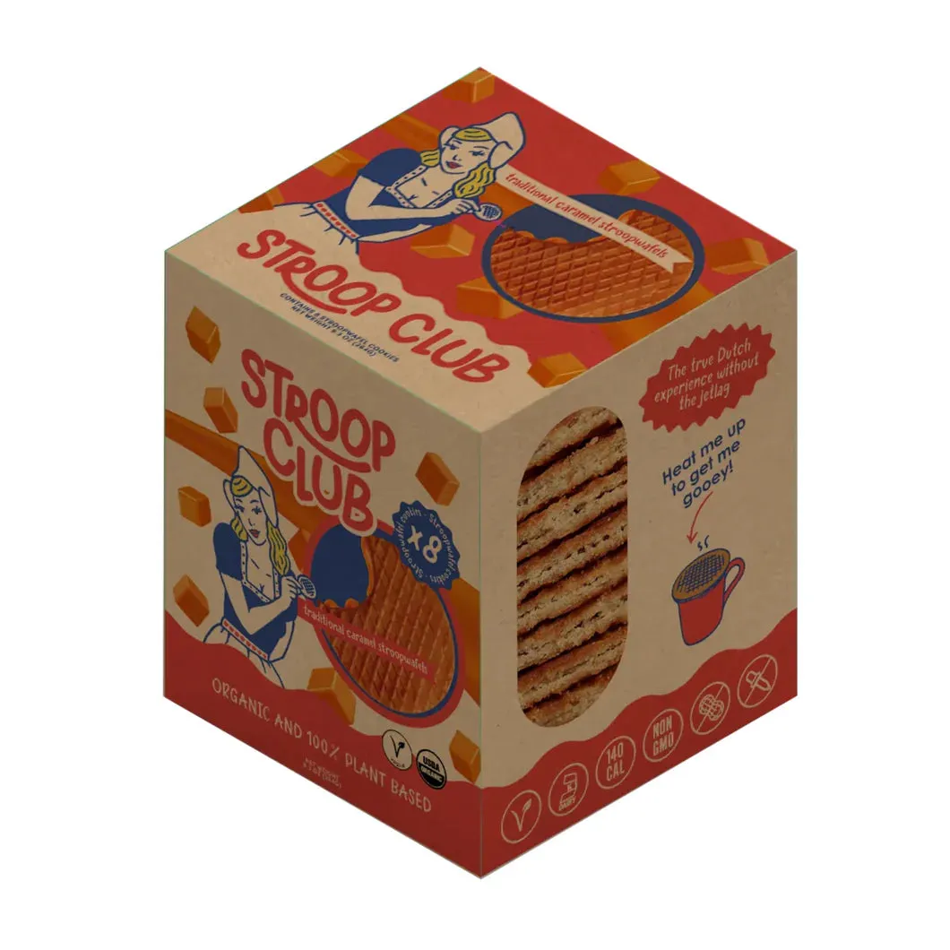 Stroop Club Organic Traditional Caramel Stroopwafels 8 Pack 264g
