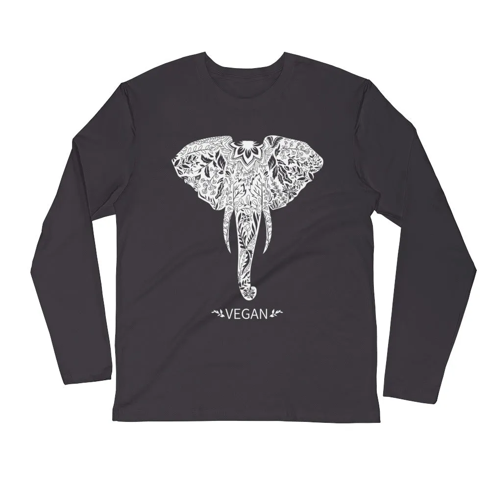 Vegan Elephant Long Sleeve Fitted Crew